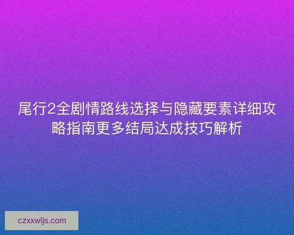 尾行2全剧情路线选择与隐藏要素详细攻略指南更多结局达成技巧解析