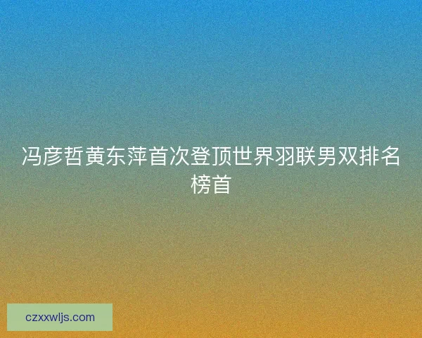 冯彦哲黄东萍首次登顶世界羽联男双排名榜首