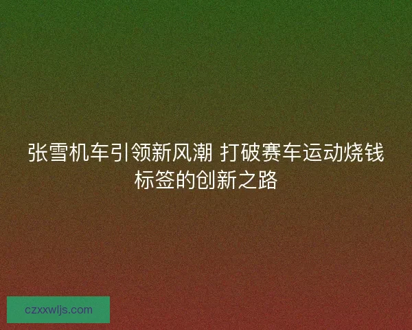 张雪机车引领新风潮 打破赛车运动烧钱标签的创新之路